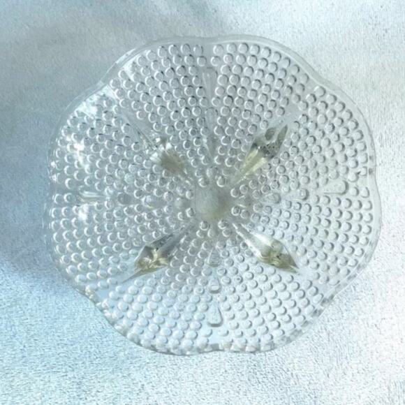Vtg Hazel Atlas Glass Footed Candy Dish Bowl Trinket Tray Hobnail Scalloped - Picture 3 of 6